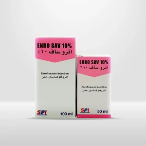 ENRO SAV 10% , broad-spectrum antimicrobial , enrofloxacin بيطري ,for Cattle, Dogs &Cats., treatment of respiratory & alimentary tract infections, order it