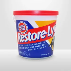 Restore lyte, is an electrolyte horse supplement, which rapidly Renews salts lost through sweating, helps sustain muscle integrity, and provides a stable energy supply. Enriched with glycine and Vitamin C for horses.