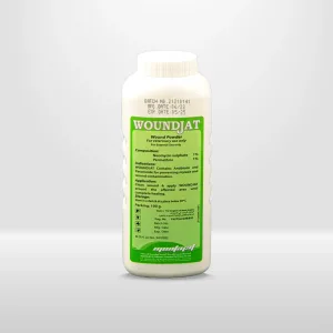 وندجات عبارة عن بودرة جروح بيطري, يستخدم في علاج جروح الحيوانات, لاحتوائه على بيرمثرين و نيومايسين بيطري, الاستخدام مما يجعله طاردًا للذباب المتجمع على الجروح.